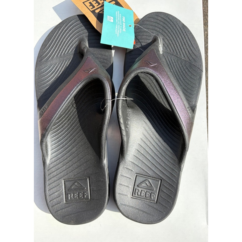 Reef One Womens Black Iridescent Flip Flop Sandals Size 5 NEW